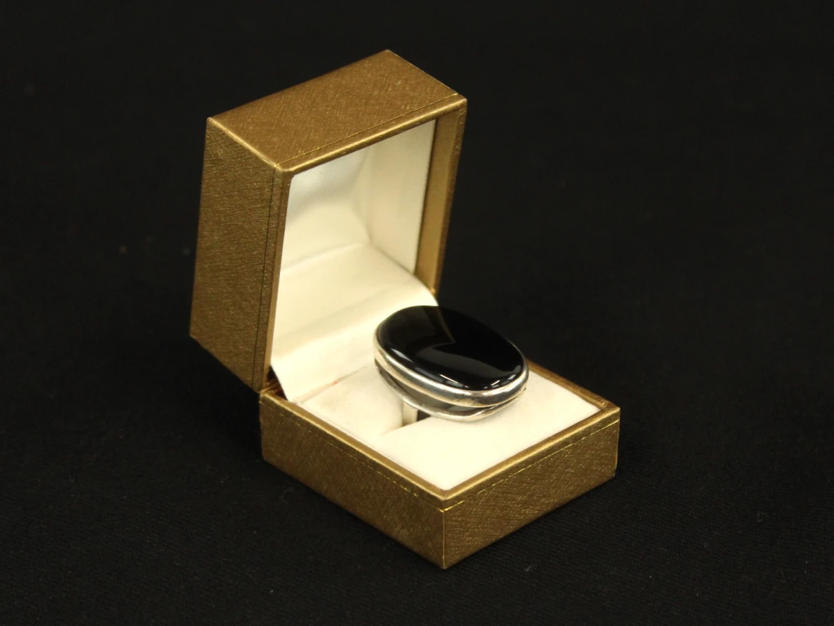 Sterling zilveren ring met zwarte cabochon - foto 5