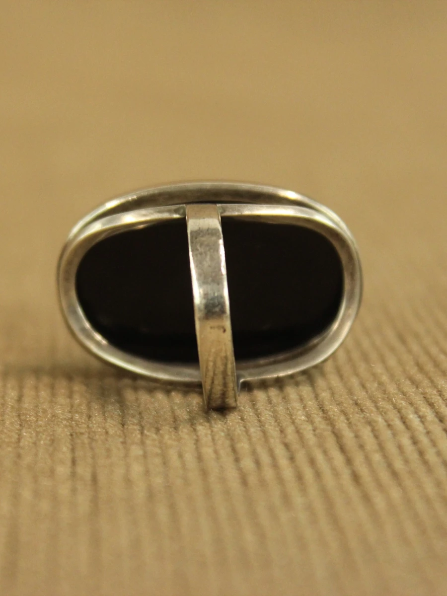 Sterling zilveren ring met zwarte cabochon - foto 6