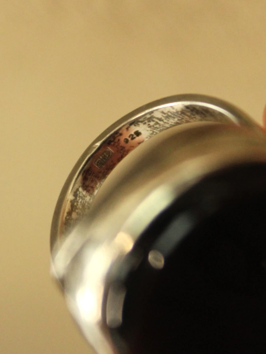 Sterling zilveren ring met zwarte cabochon - foto 7