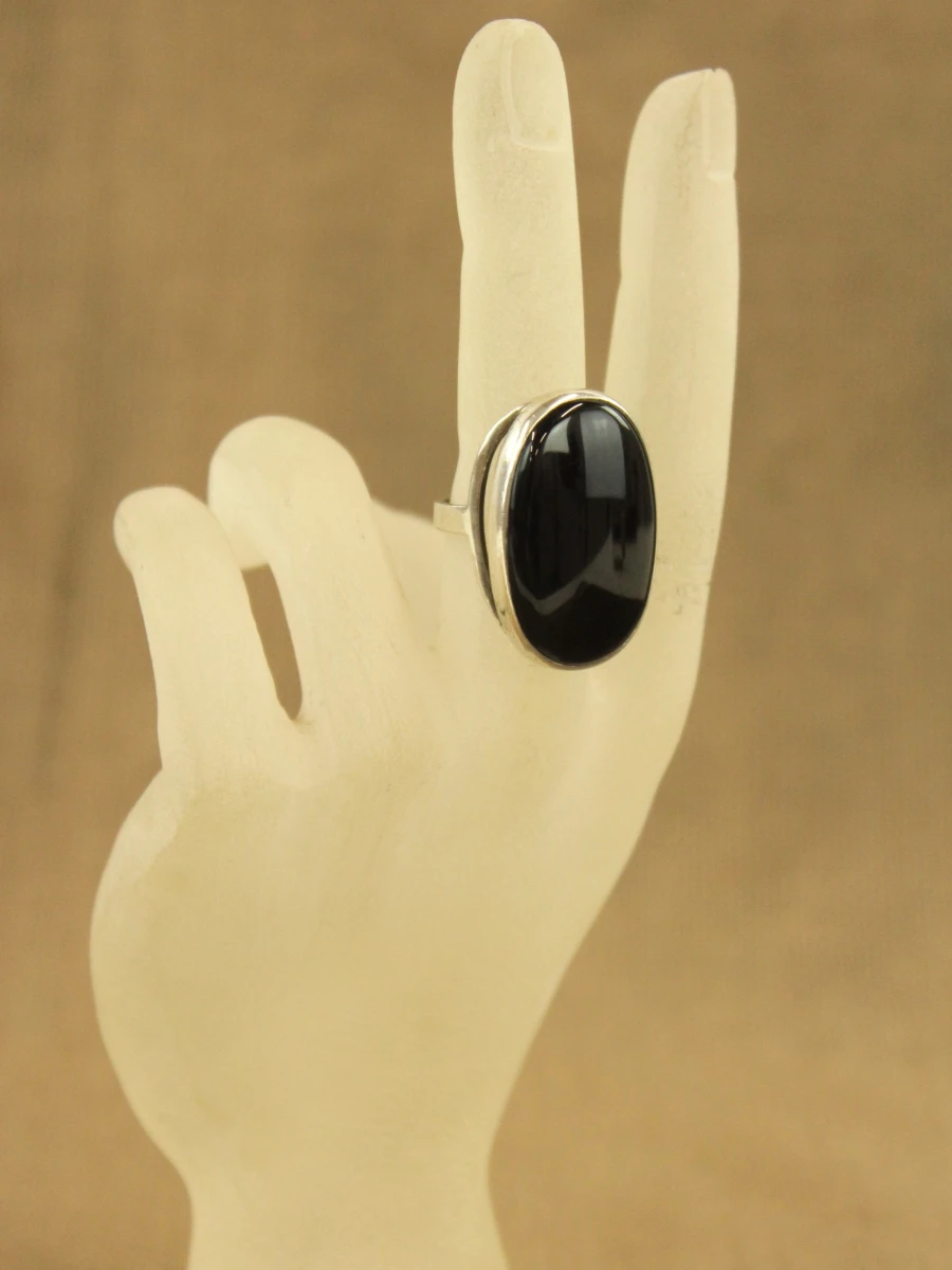 Sterling zilveren ring met zwarte cabochon - foto 8