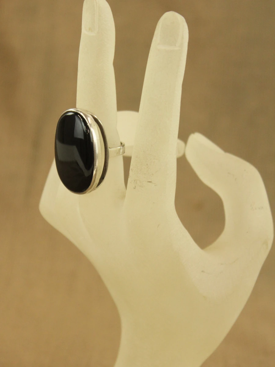 Sterling zilveren ring met zwarte cabochon - foto 9