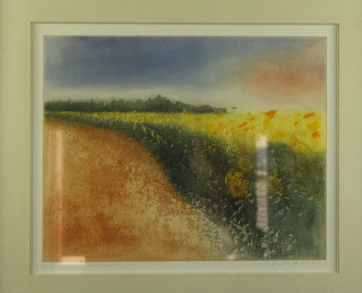 'Evening Landscape Provence' ets-aquatint Donald Wilkinson (° 1937)