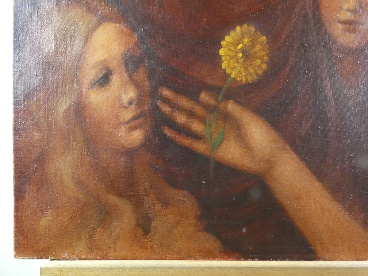 Prachtig mystiek schilderij van vijf vrouwen