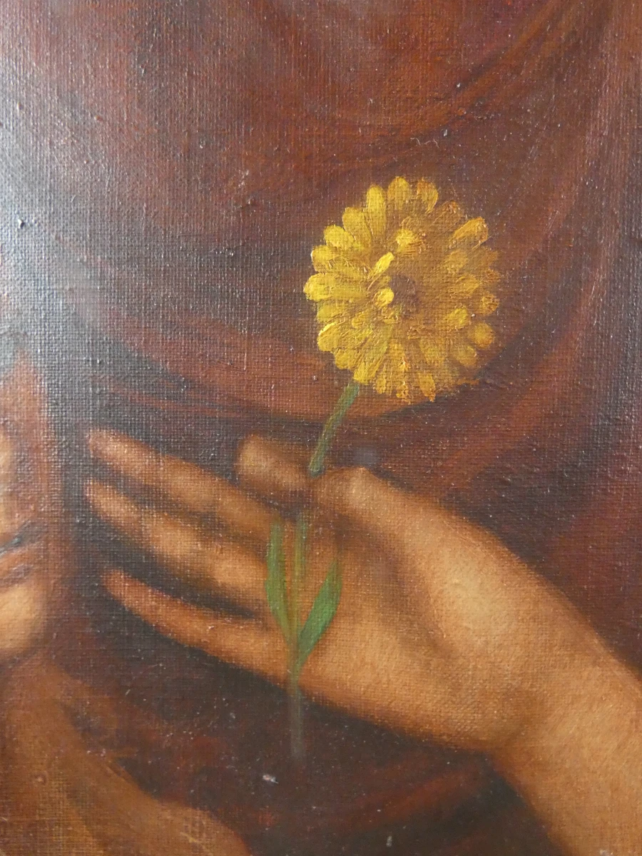 Prachtig mystiek schilderij van vijf vrouwen