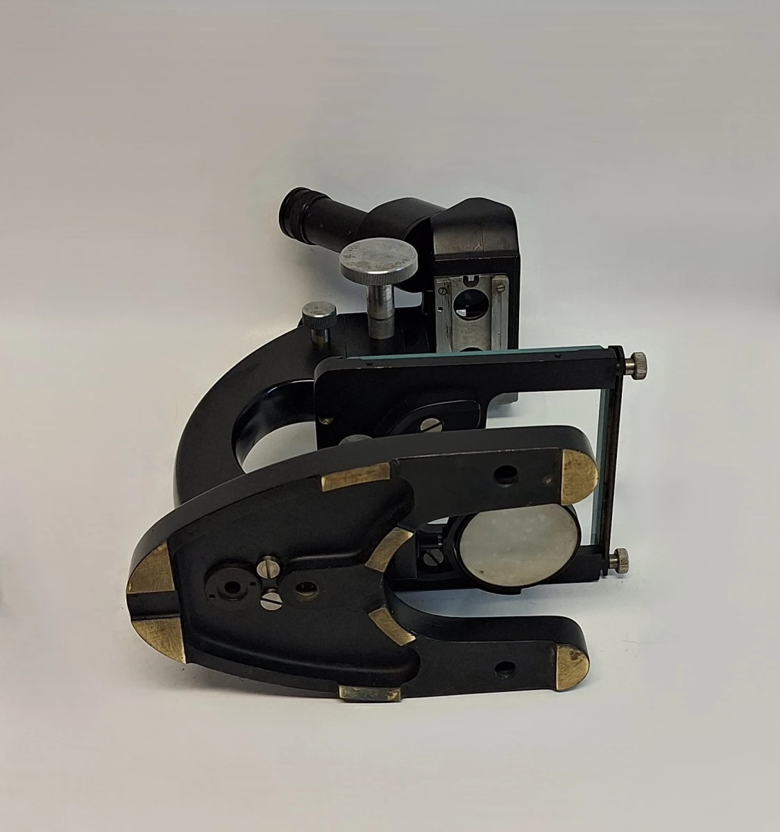 Oude microscoop met houten opbergkist - foto 5
