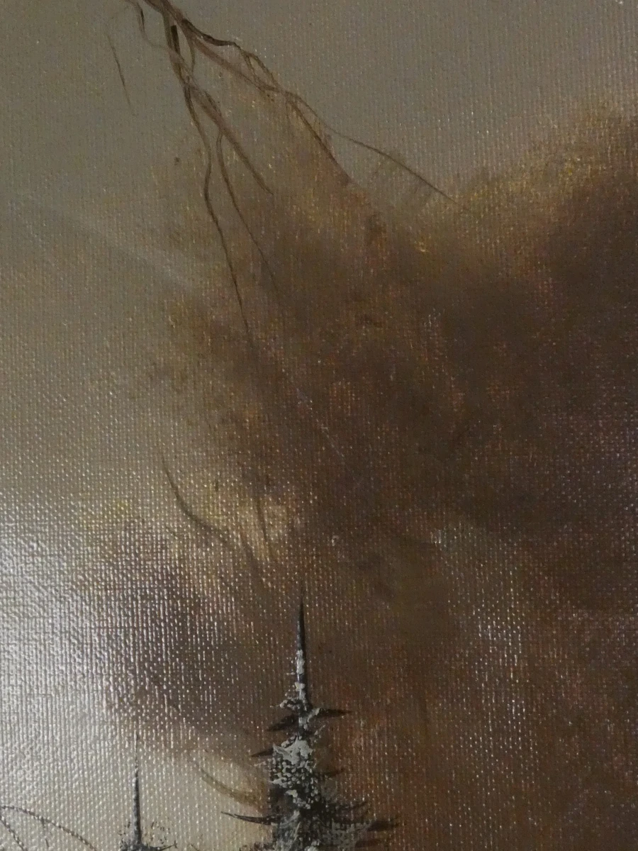 Olieverfschilderij op doek  winterlandschap -A. Buikema