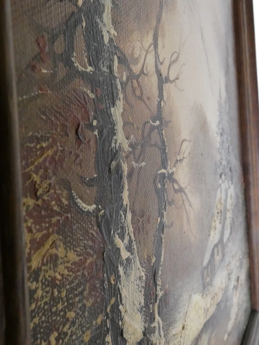 Olieverfschilderij op doek  winterlandschap -A. Buikema