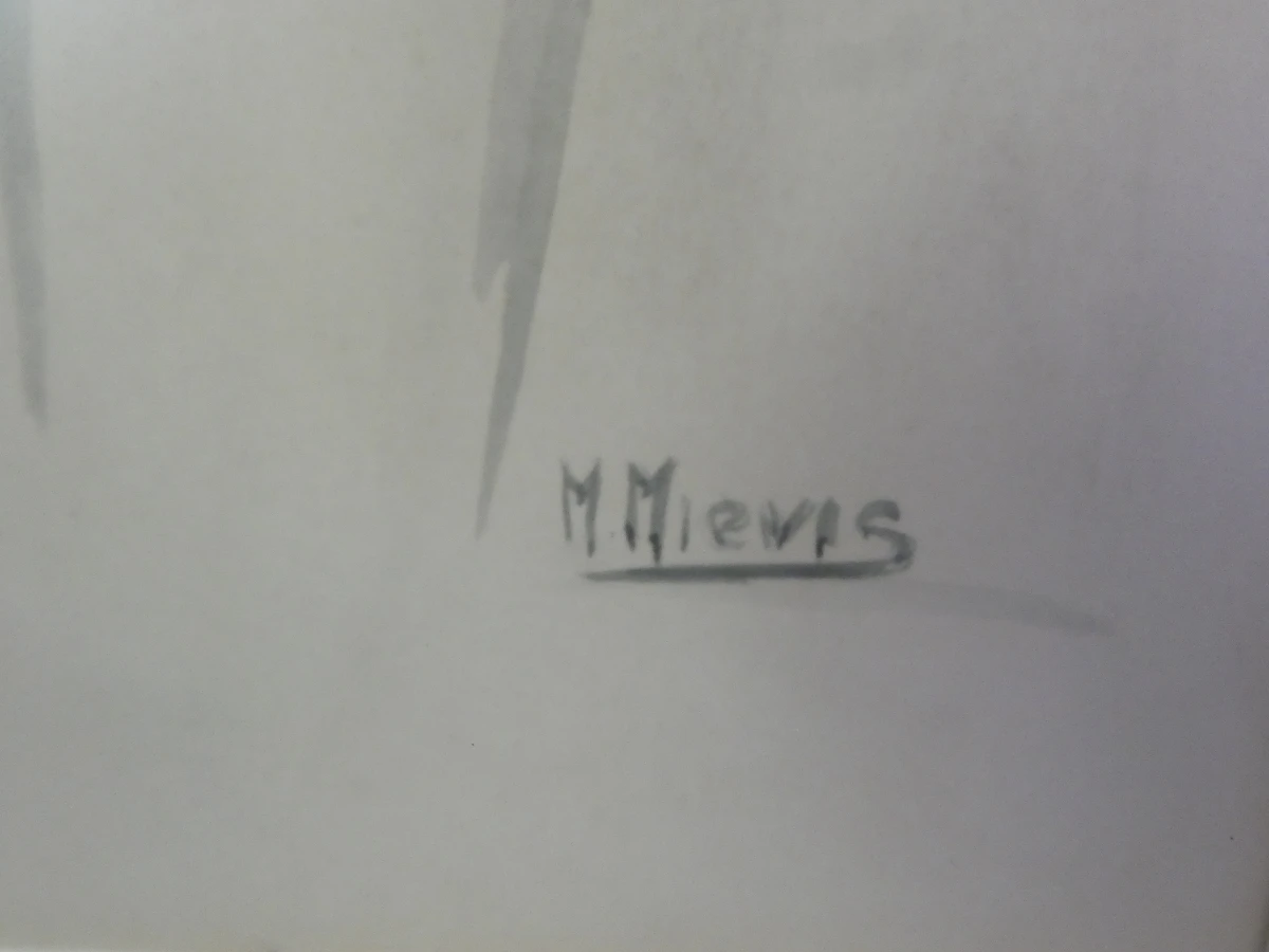 Ingelijste tekening naakte vrouw