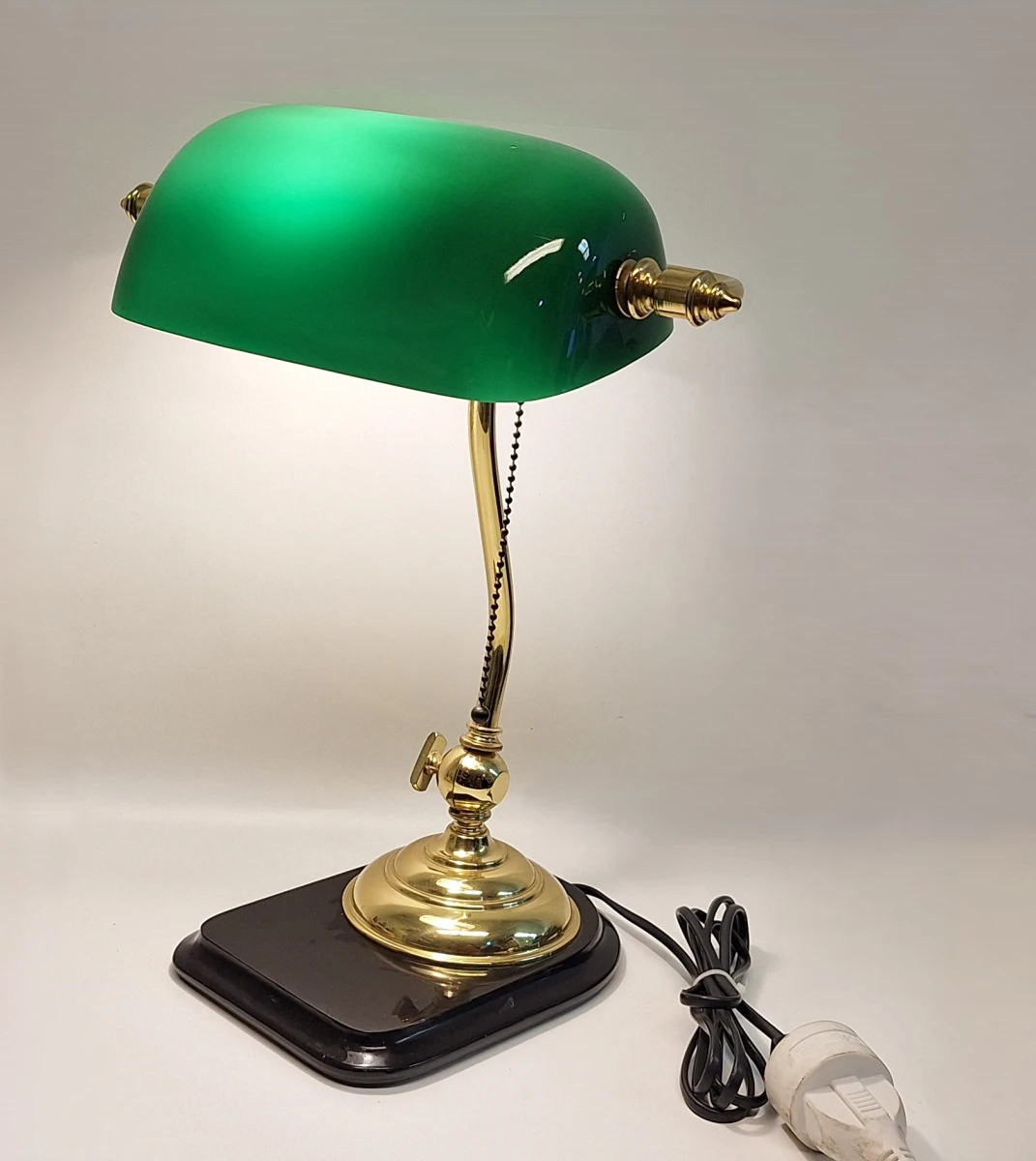 Groene bankierslamp met messing voet - foto 7