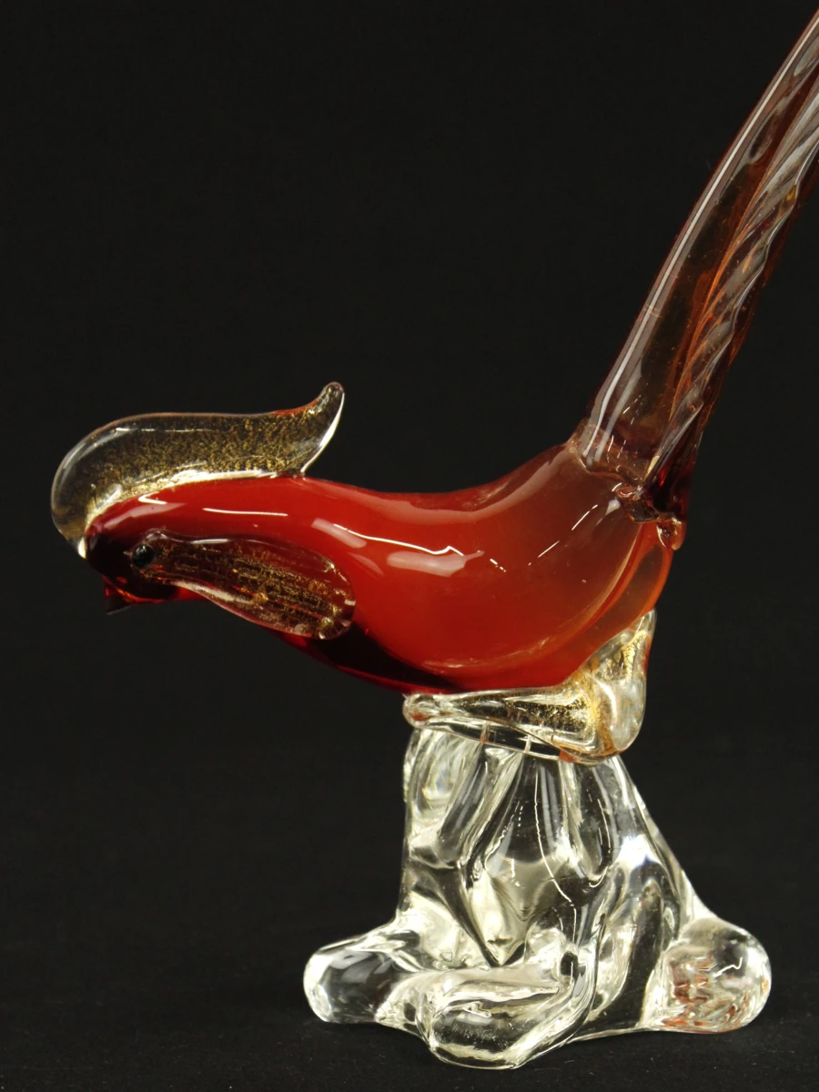 Vintage glazen Rooster/hanenfiguur in Muranostijl - foto 2
