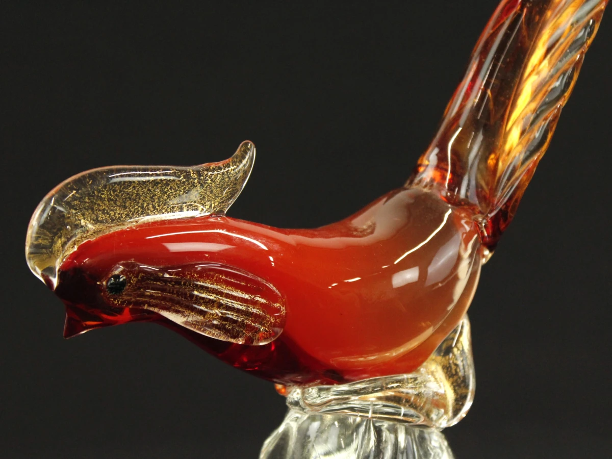 Vintage glazen Rooster/hanenfiguur in Muranostijl - foto 3