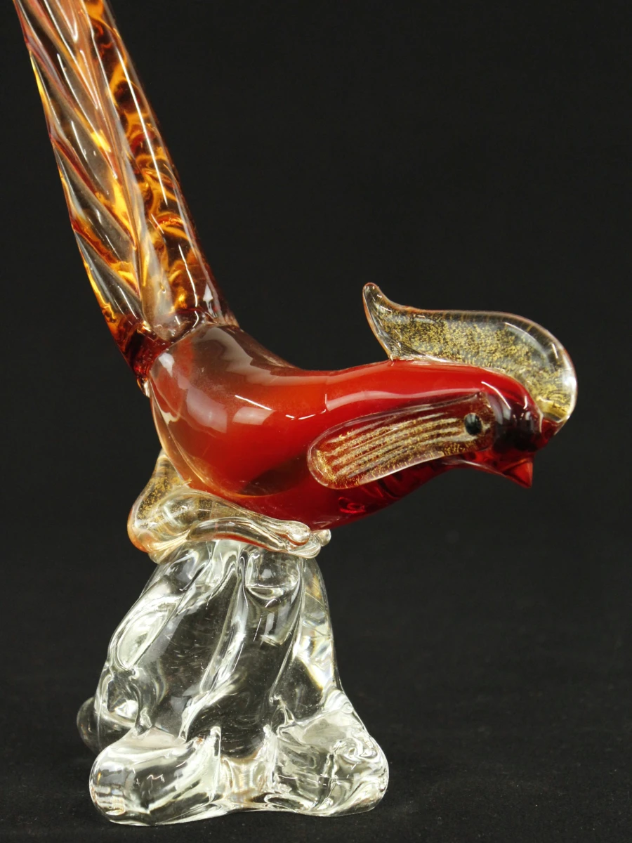 Vintage glazen Rooster/hanenfiguur in Muranostijl - foto 6