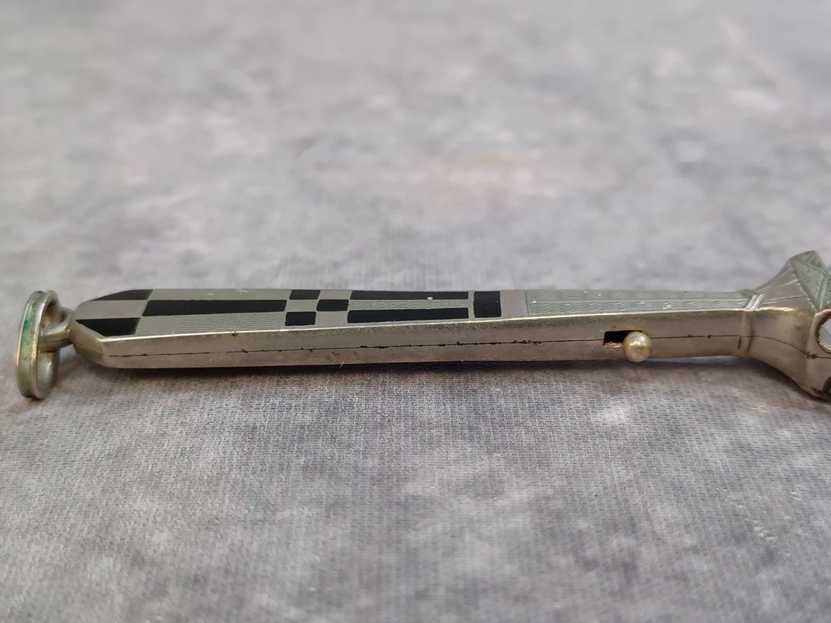Antieke Art Deco vouwlorgnon met zwart emaille ingelegd handvat - foto 10