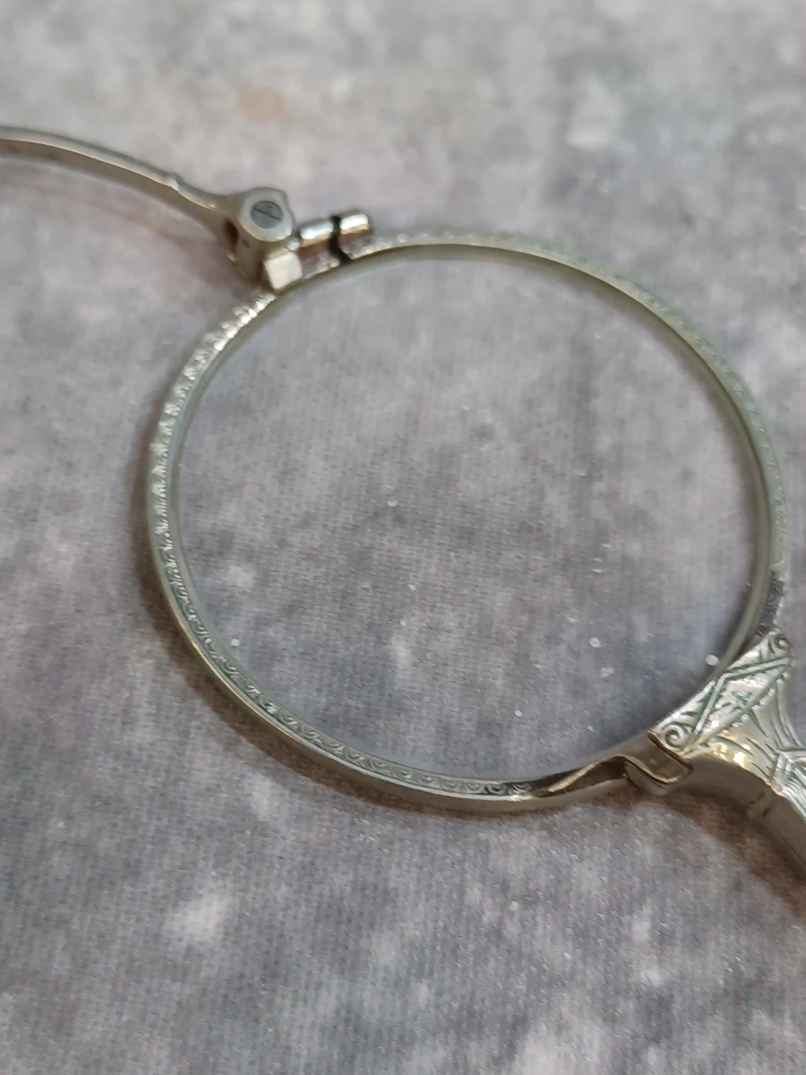 Antieke Art Deco vouwlorgnon met zwart emaille ingelegd handvat - foto 6