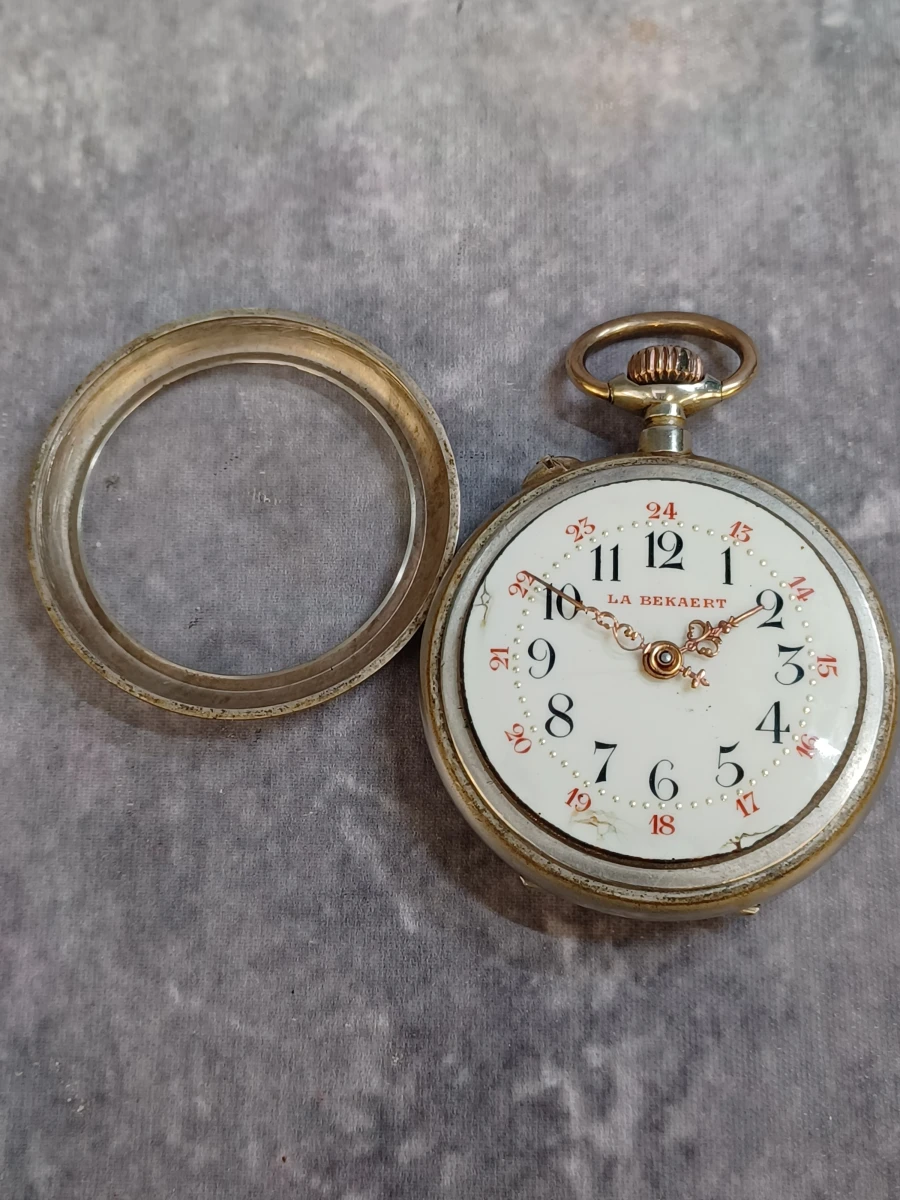 Antiek zakhorloge "La Bekaert Patent" met ketting - Een bijzonder uurwerk - foto 3