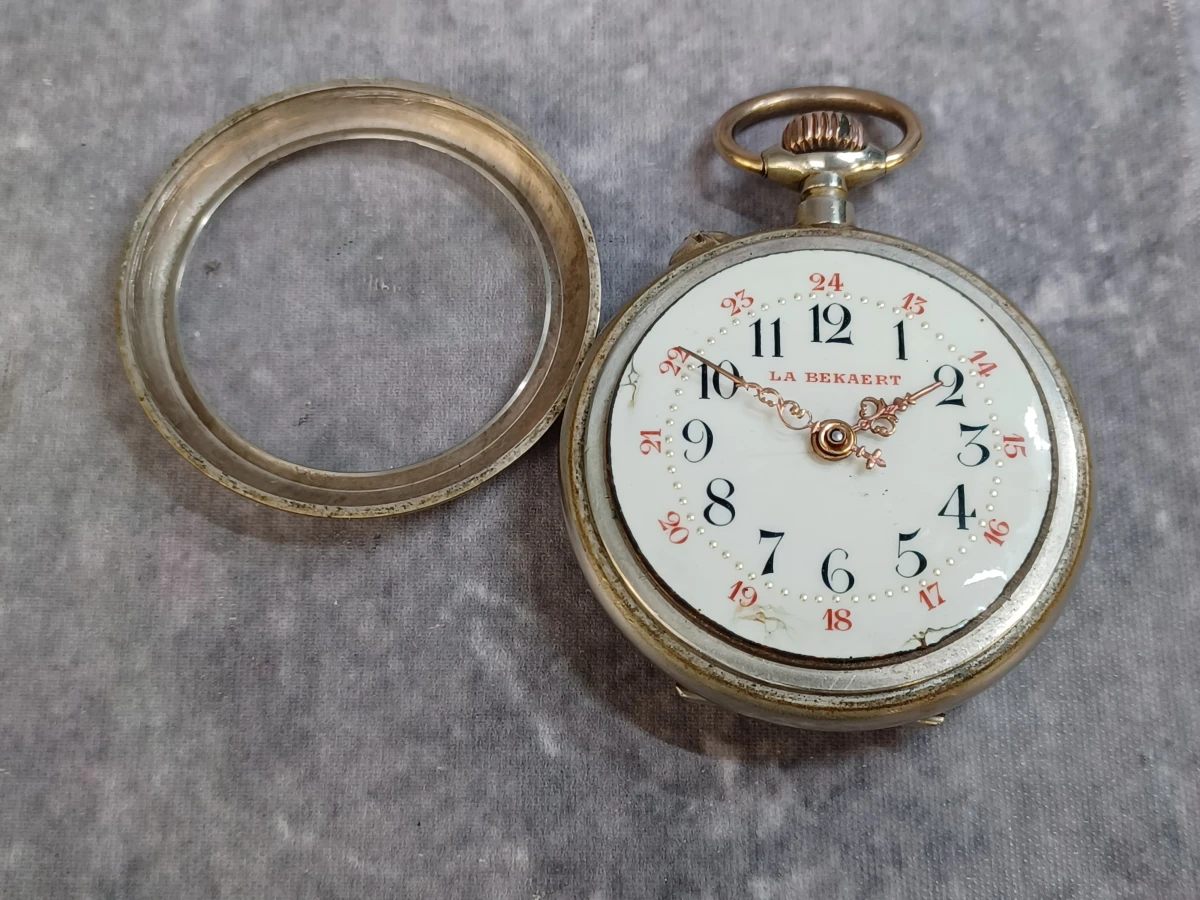 Antiek zakhorloge "La Bekaert Patent" met ketting - Een bijzonder uurwerk - foto 4