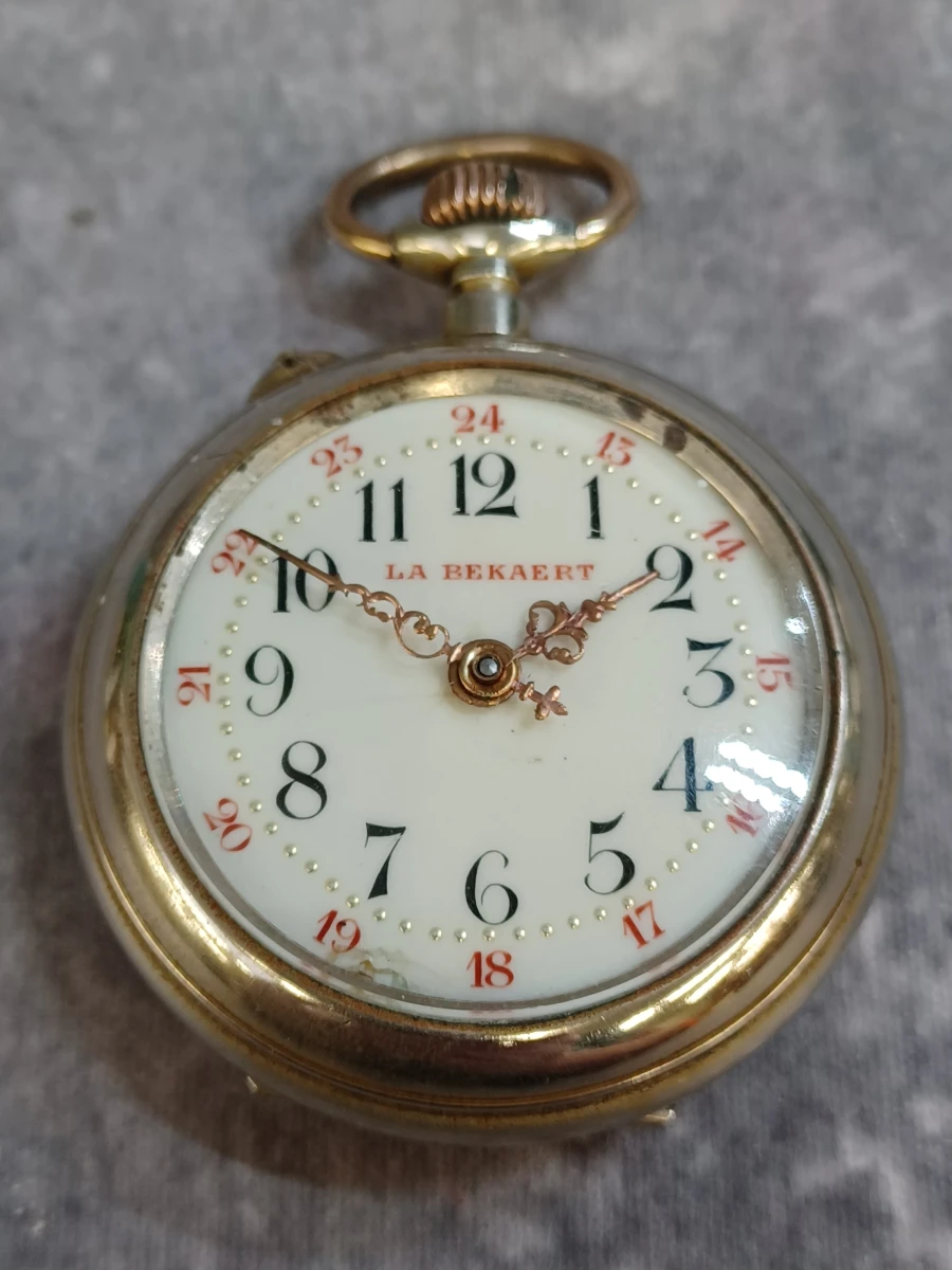 Antiek zakhorloge "La Bekaert Patent" met ketting - Een bijzonder uurwerk - foto 2