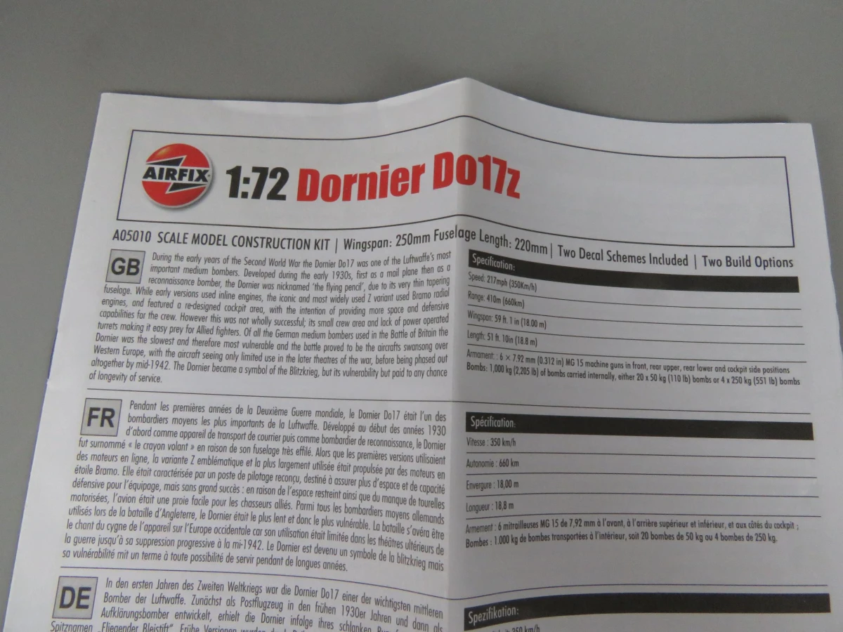 Airfix modelbouwset Dornier Do17z