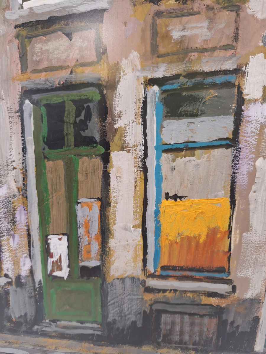 Expressionistisch Vlaams stadsgezicht - gesigneerd en gedateerd 1988 - A. Feert (Arnold Philips) - foto 3