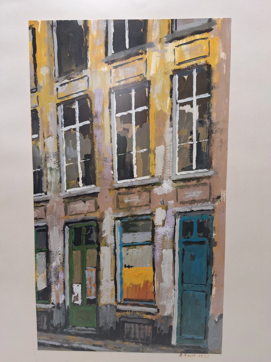 Expressionistisch Vlaams stadsgezicht - gesigneerd en gedateerd 1988 - A. Feert (Arnold Philips) - foto 2