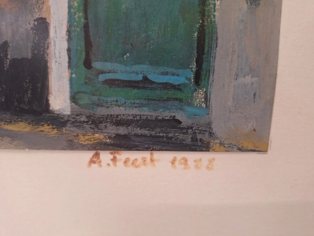 Expressionistisch Vlaams stadsgezicht - gesigneerd en gedateerd 1988 - A. Feert (Arnold Philips) - foto 6
