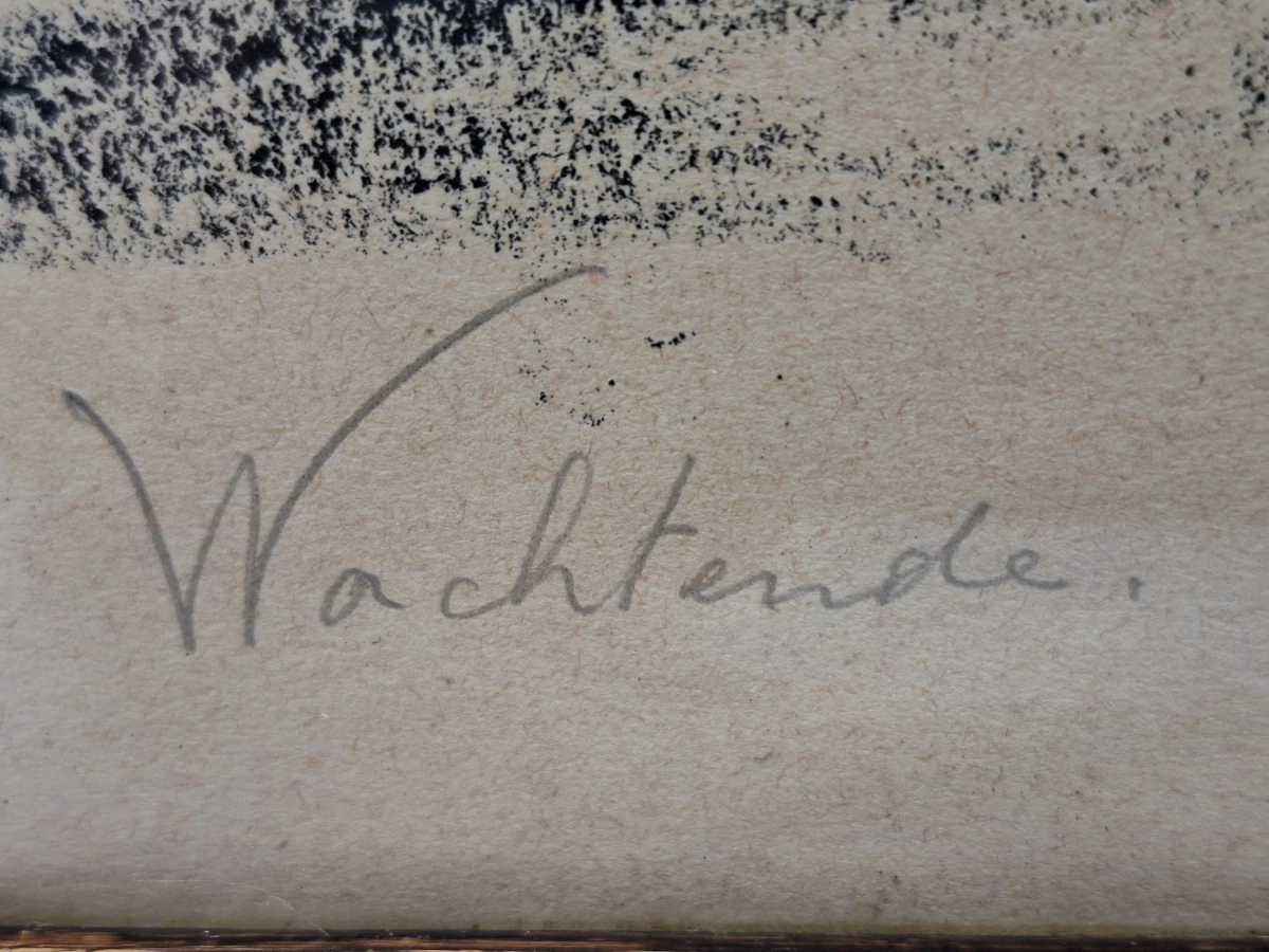“Wachtende” - gesigneerde krijtlithografie uit 1942 - Francine Somers (1923–2022) - foto 7