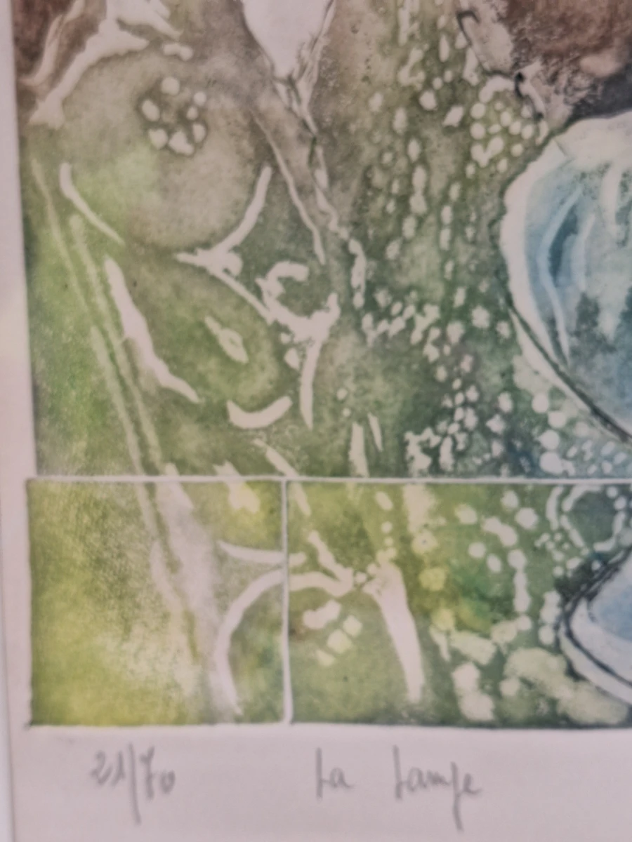 “La lampe” - gesigneerde kleurenets/aquatint - nr. 21/70 - Claude Micaud - foto 4