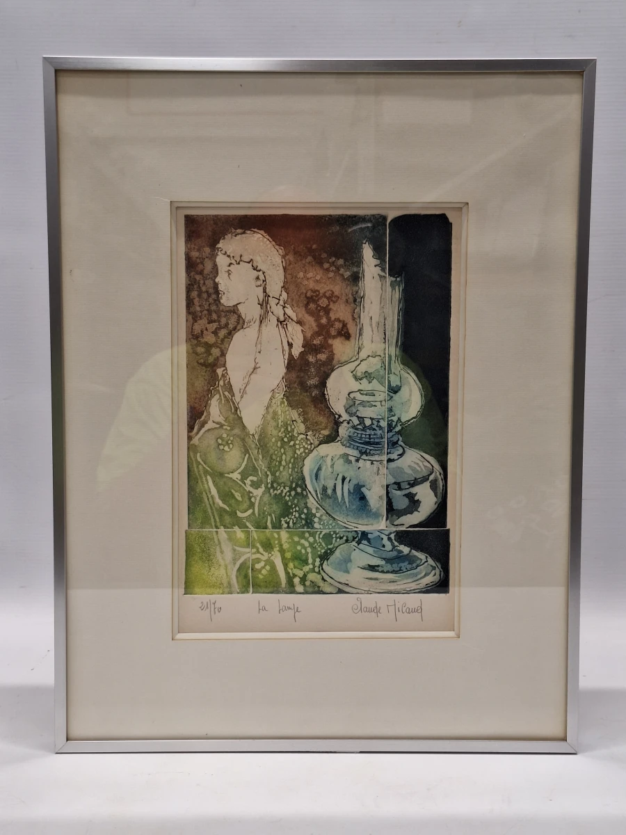 “La lampe” - gesigneerde kleurenets/aquatint - nr. 21/70 - Claude Micaud - foto 8