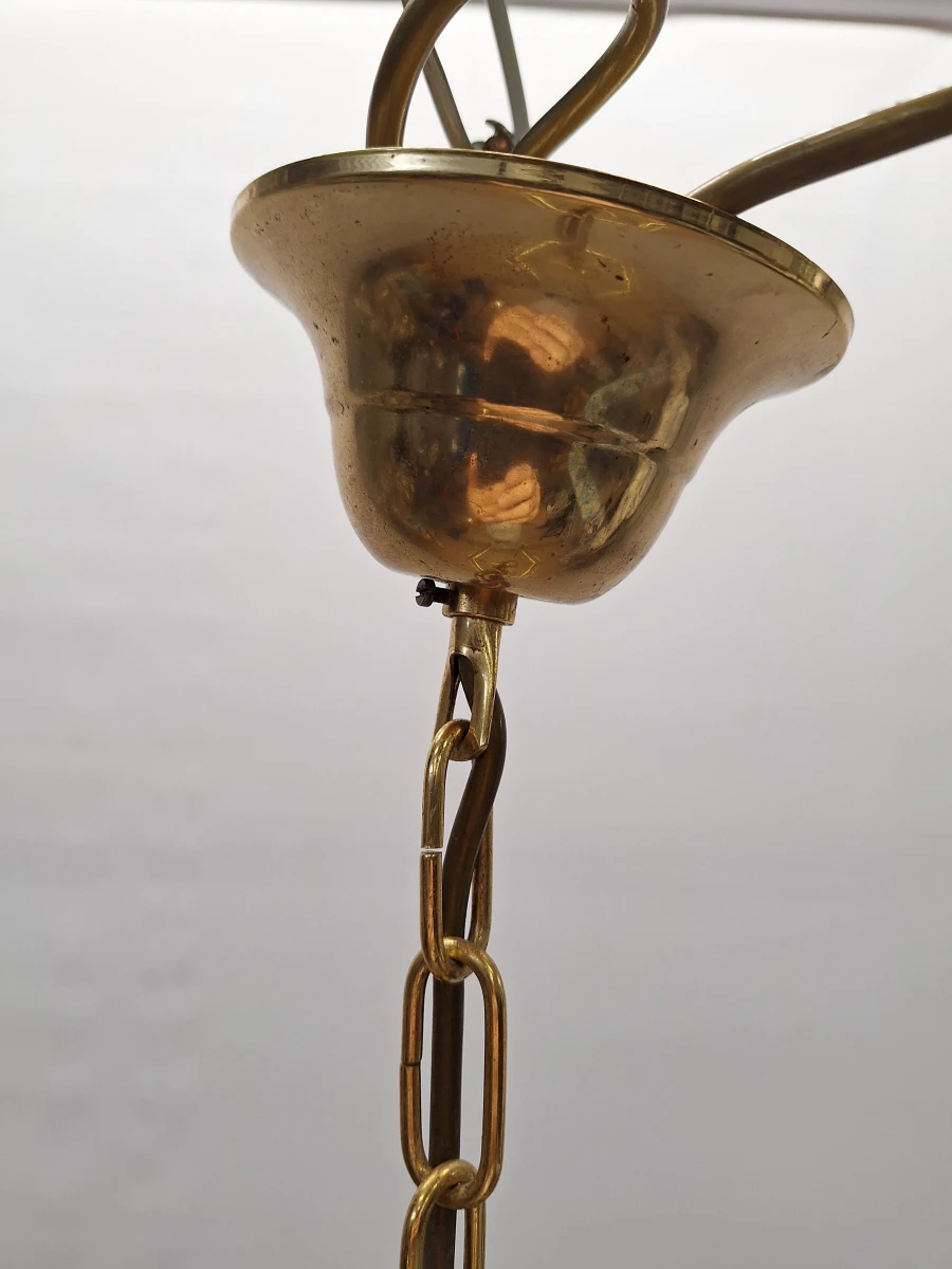 Vintage messing & geslepen glazen ganglamp - 18 glaspanelen - foto 11