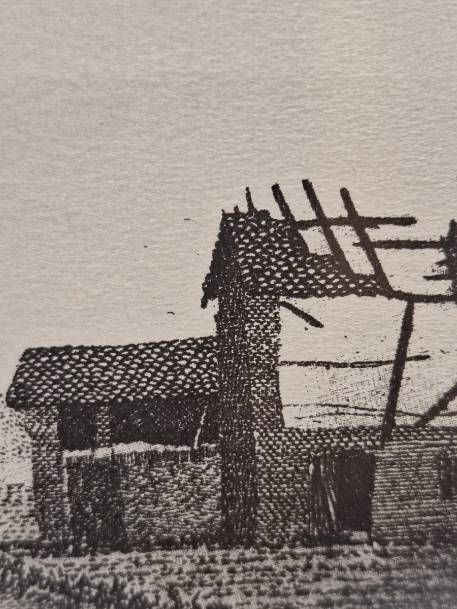 “Arbre et Maison” - fijn uitgewerkte zwart-witprent uit 1974 - J. Estel - foto 4