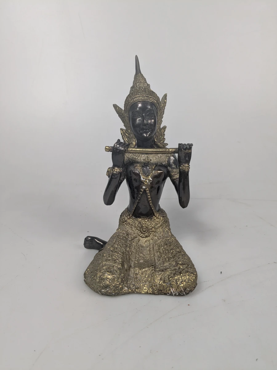 Set van 4 bronzen Thaise beelden van danseressen en muzikanten - foto 2