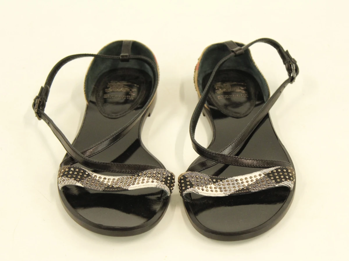 Burberry - platte sandalen met ruit-detail en studs - maat 39 - foto 2
