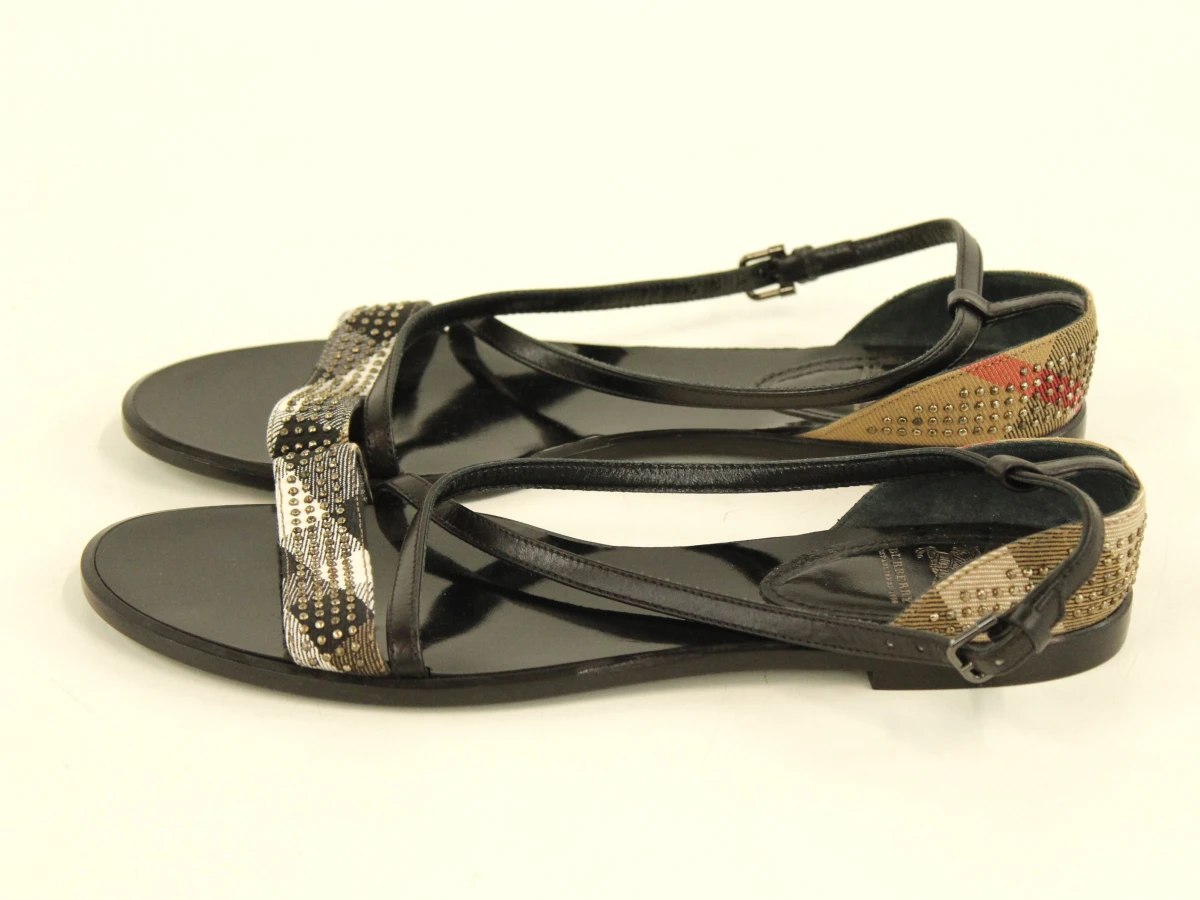 Burberry - platte sandalen met ruit-detail en studs - maat 39 - foto 3