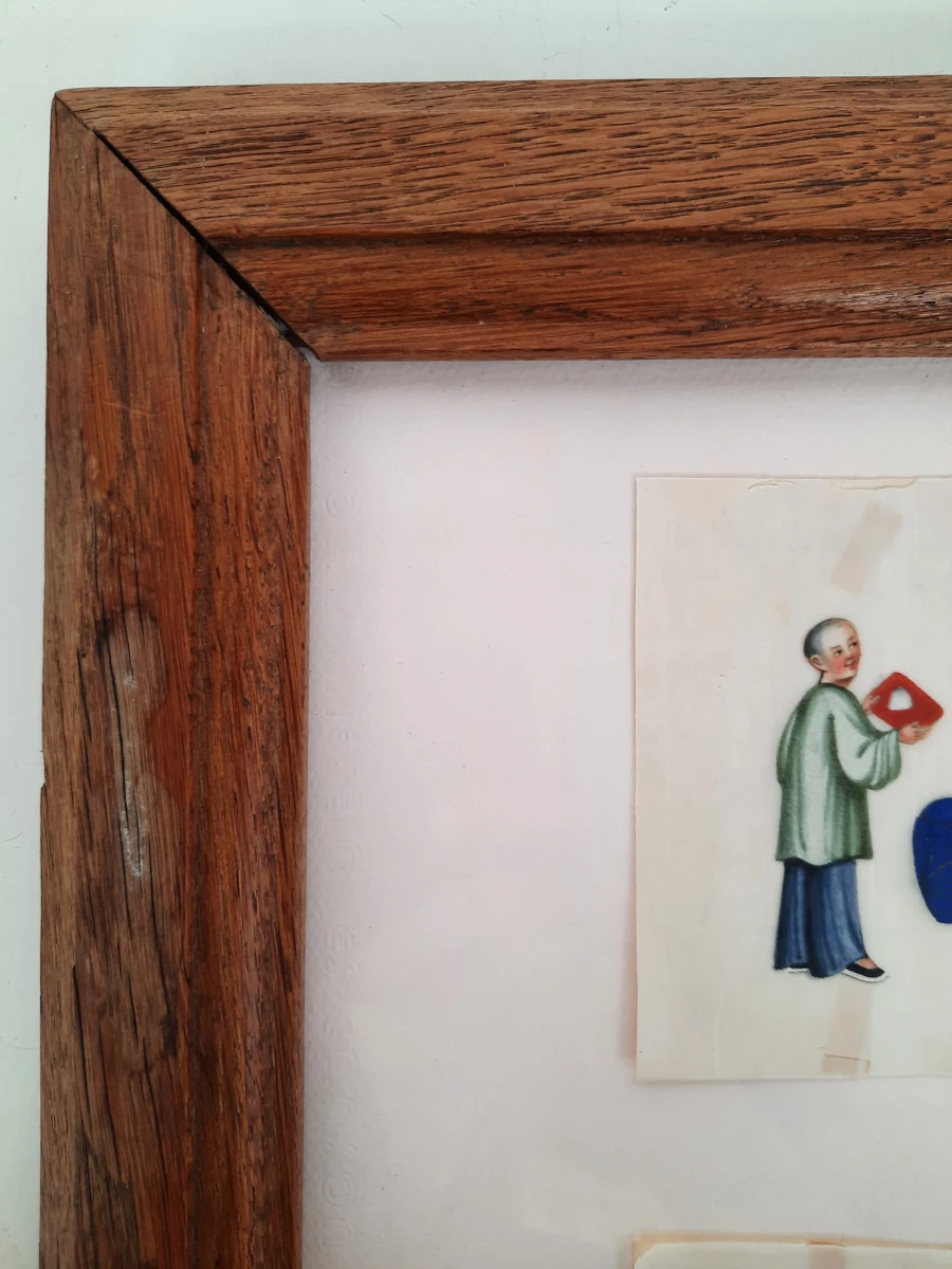 Ingelijste vintage Chinese tekeningen op papier
