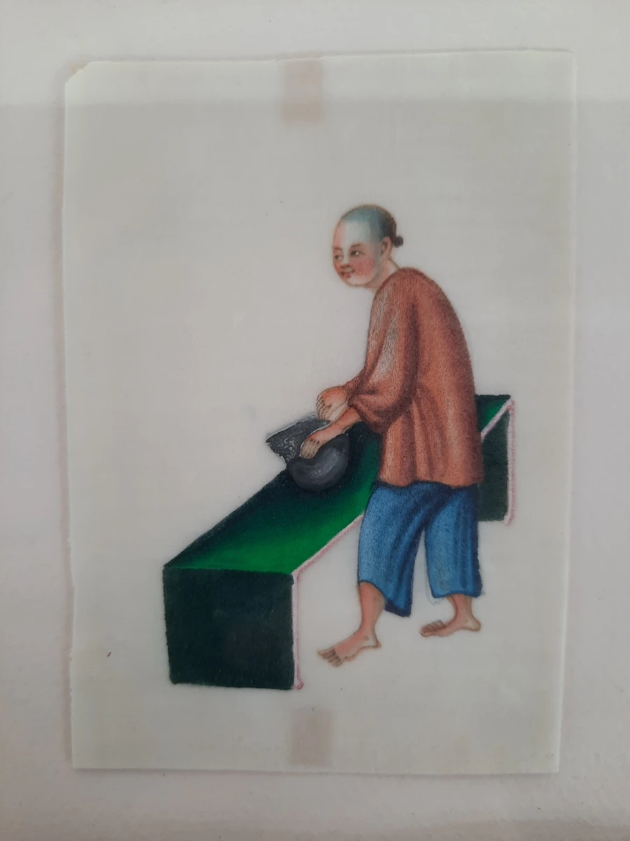 Ingelijste vintage Chinese tekeningen op papier