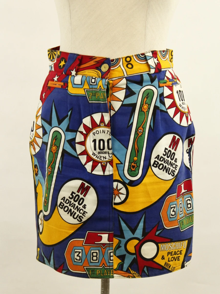 Moschino Jeans kleurrijk jeansrokje met cartoonachtige casinoprint