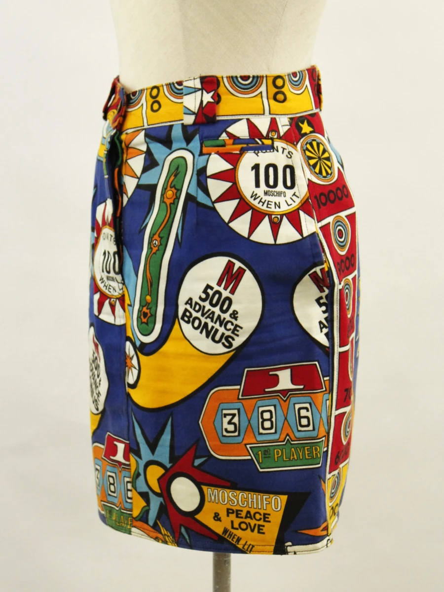 Moschino Jeans kleurrijk jeansrokje met cartoonachtige casinoprint - foto 4