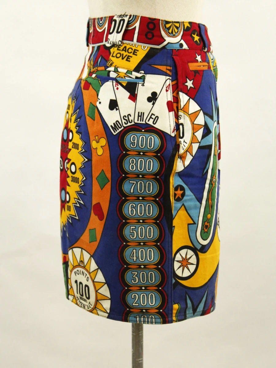 Moschino Jeans kleurrijk jeansrokje met cartoonachtige casinoprint - foto 8