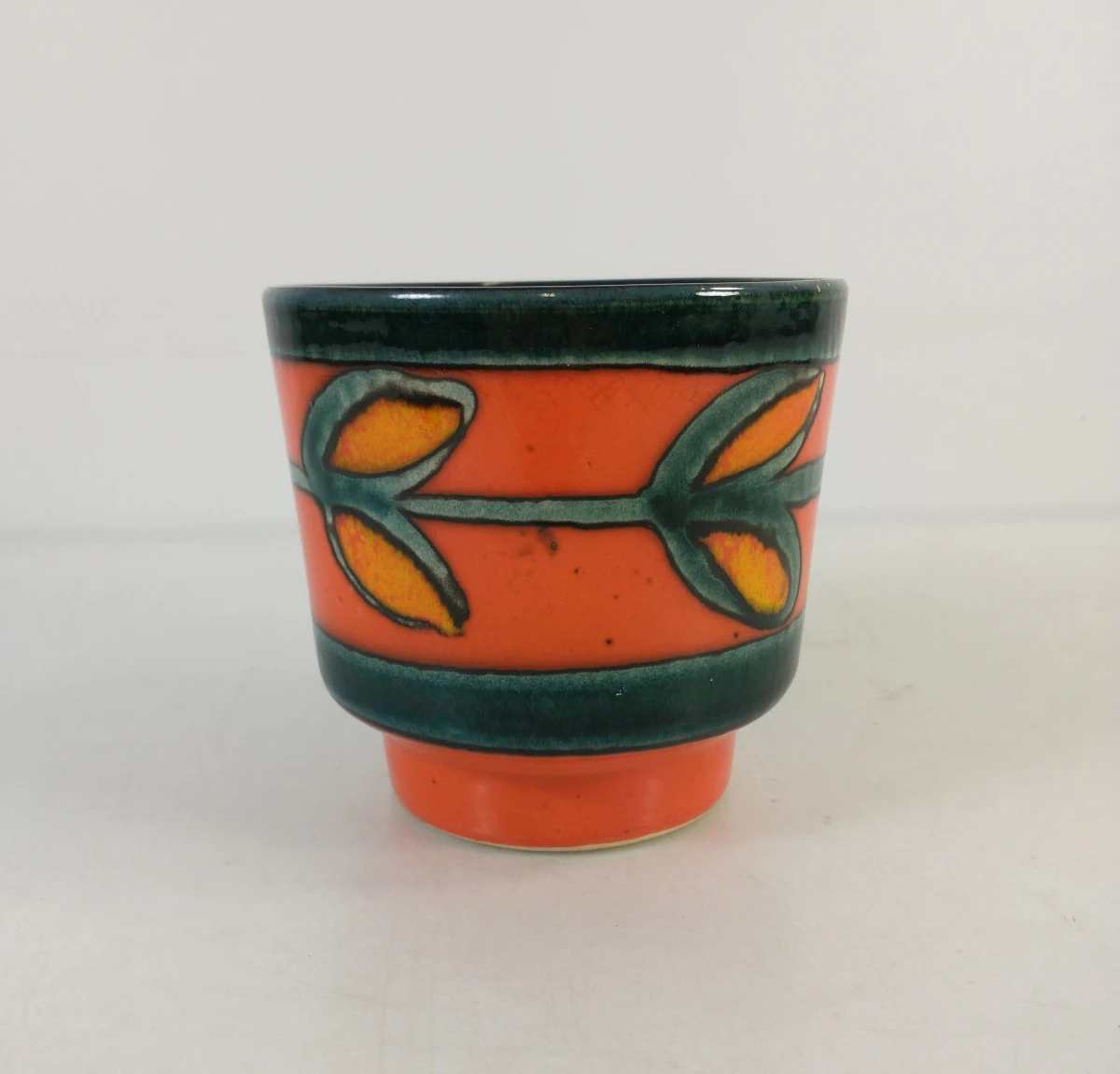 Set van 2 vintage keramische potjes met bloemmotief - foto 4