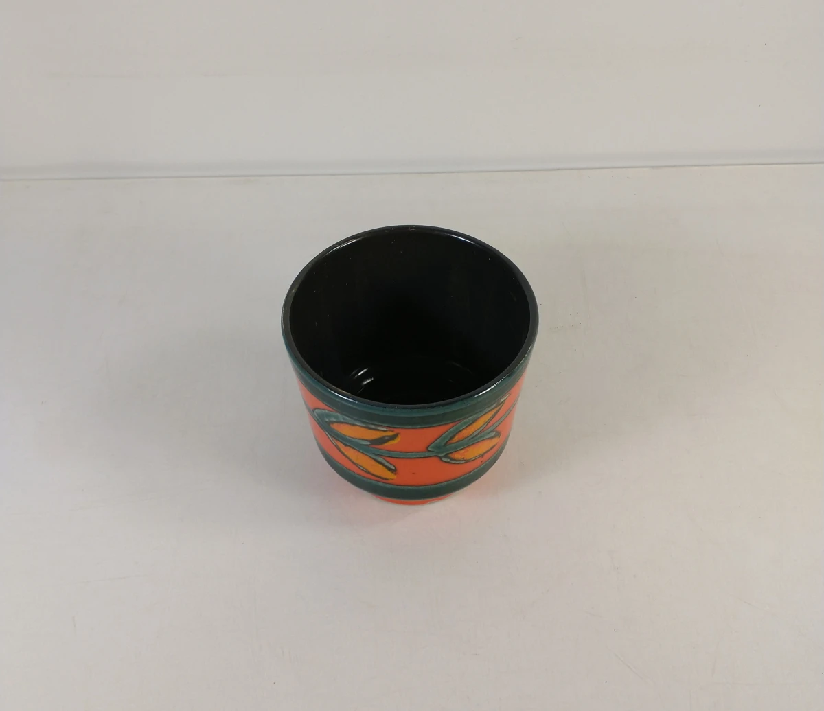 Set van 2 vintage keramische potjes met bloemmotief - foto 3