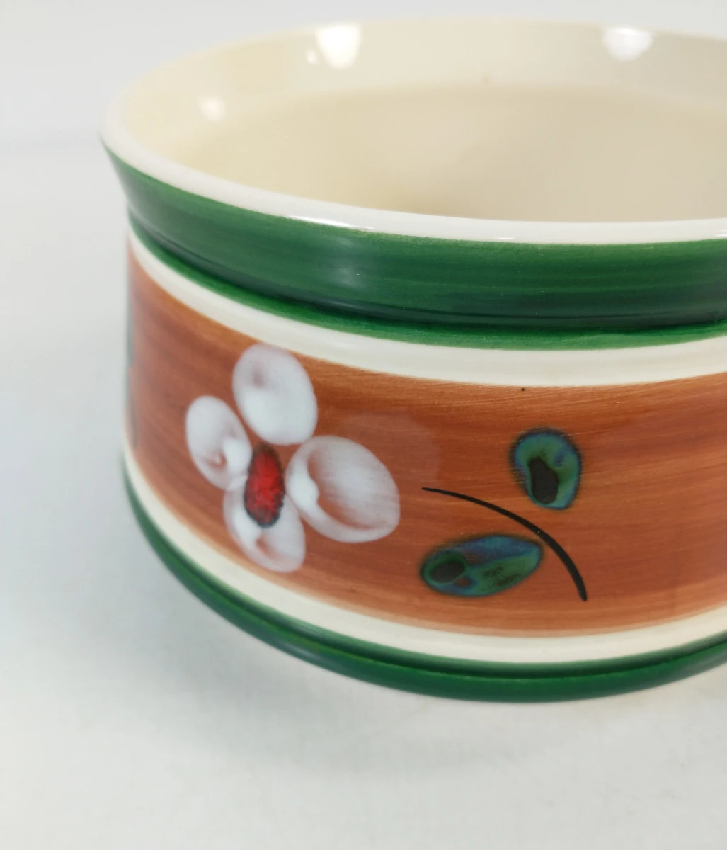 Set van 2 vintage keramische potjes met bloemmotief - foto 8