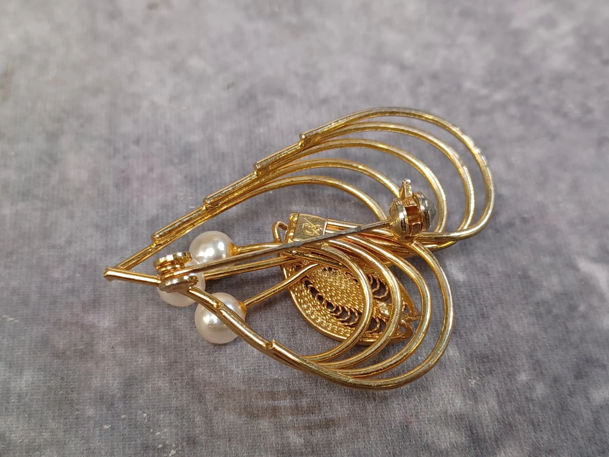 Vintage parelketting met bijbehorende broche - foto 8