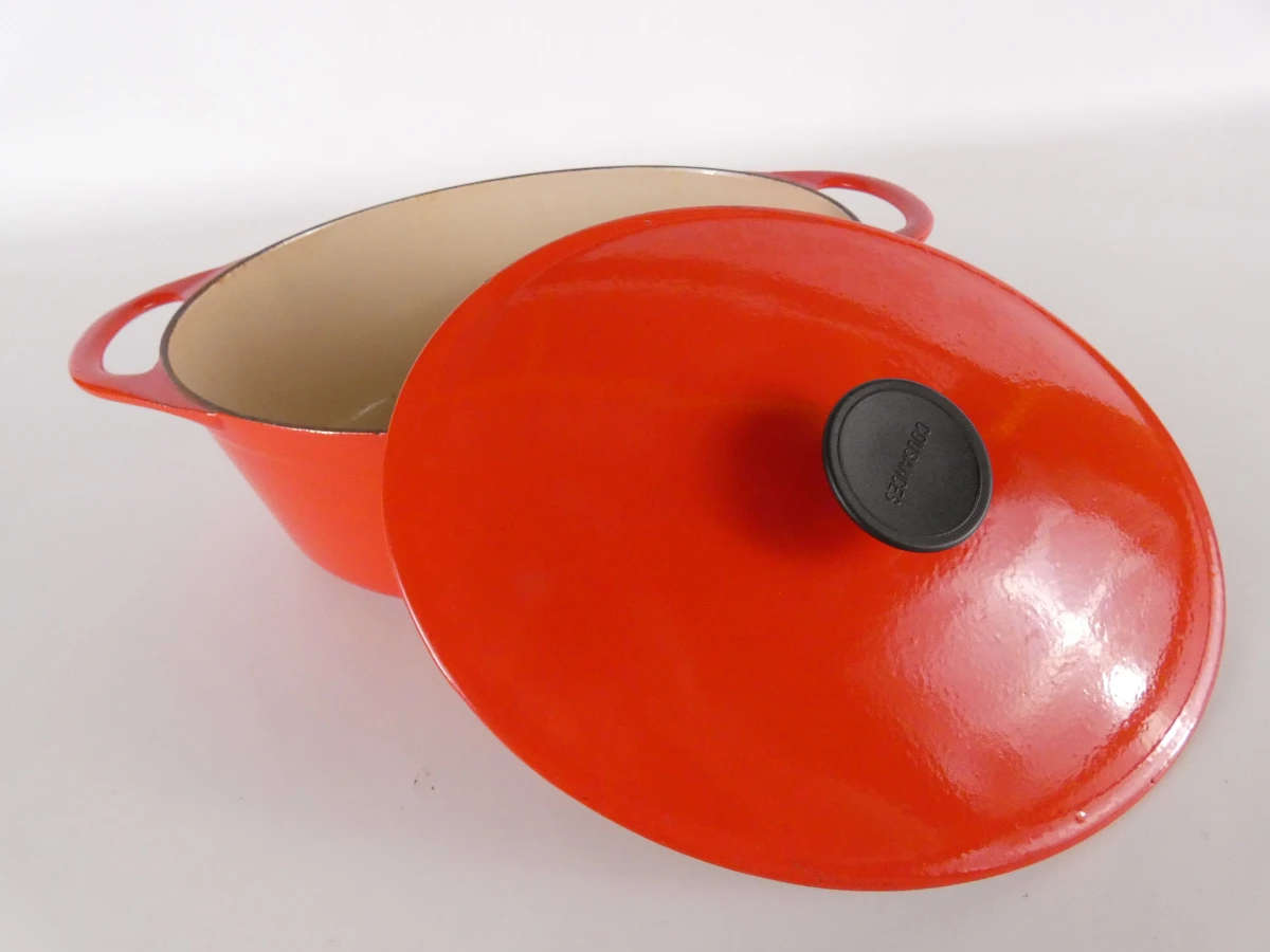 Vintage Cousances Cocotte – Oranje Gietijzer - foto 2