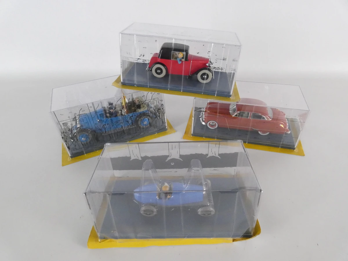 Uniek Lot van 4 Kuifje Modelauto's (Atlas Editions) – Nog in Sealed verpakking!