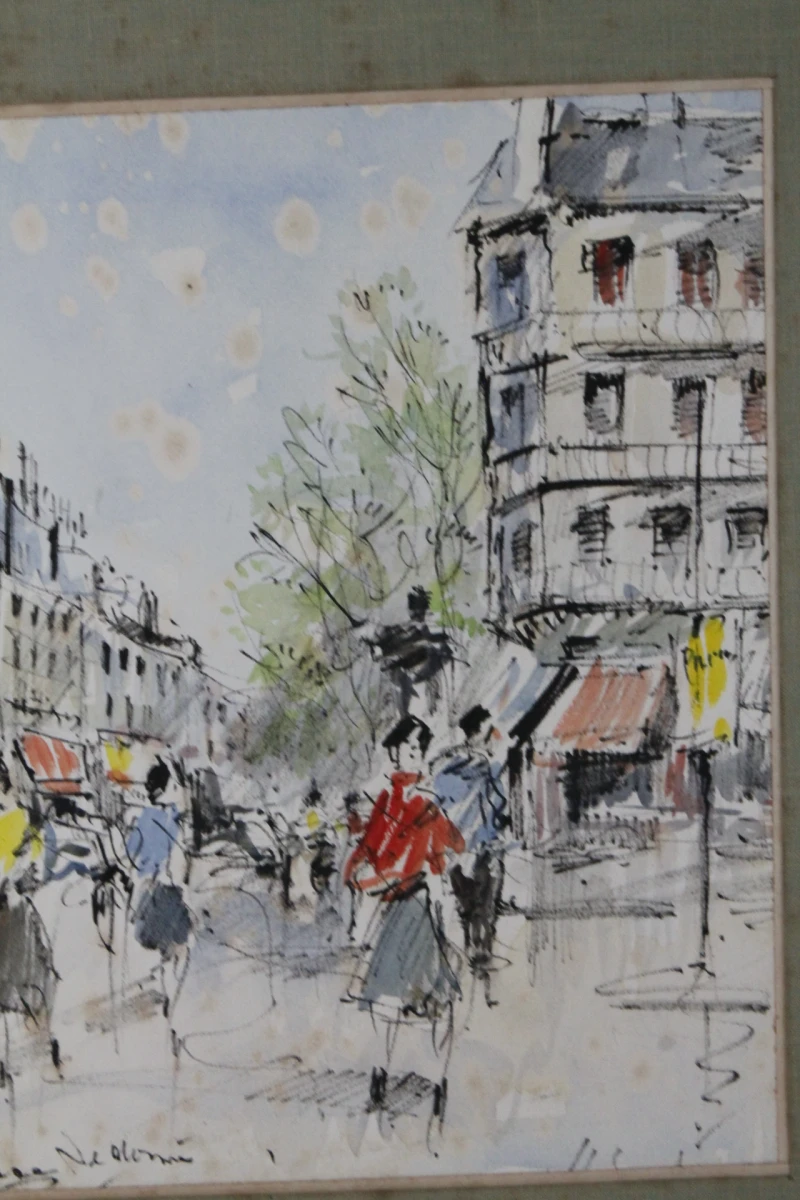 Vintage aquareltekening van een straatgezicht in Parijs - foto 5