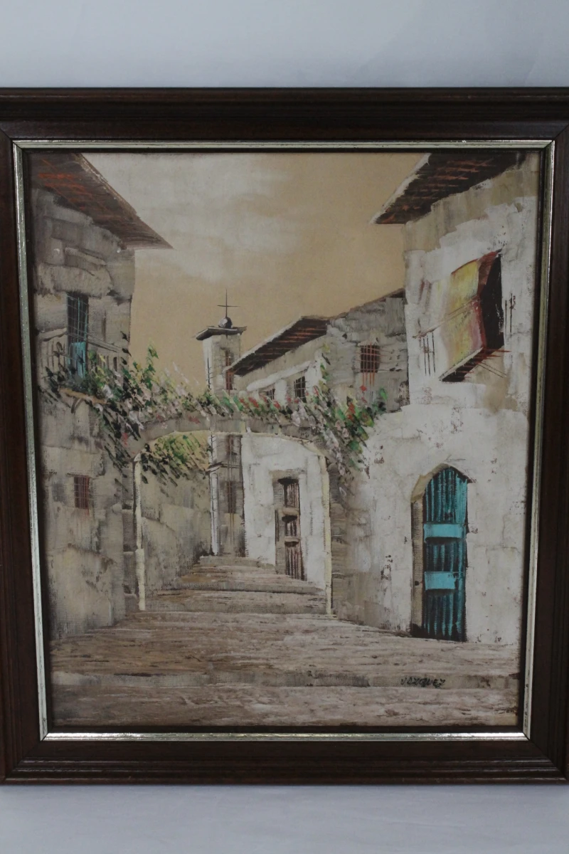 Olieverfschilderij van een mediterraan dorpsgezicht - foto 2