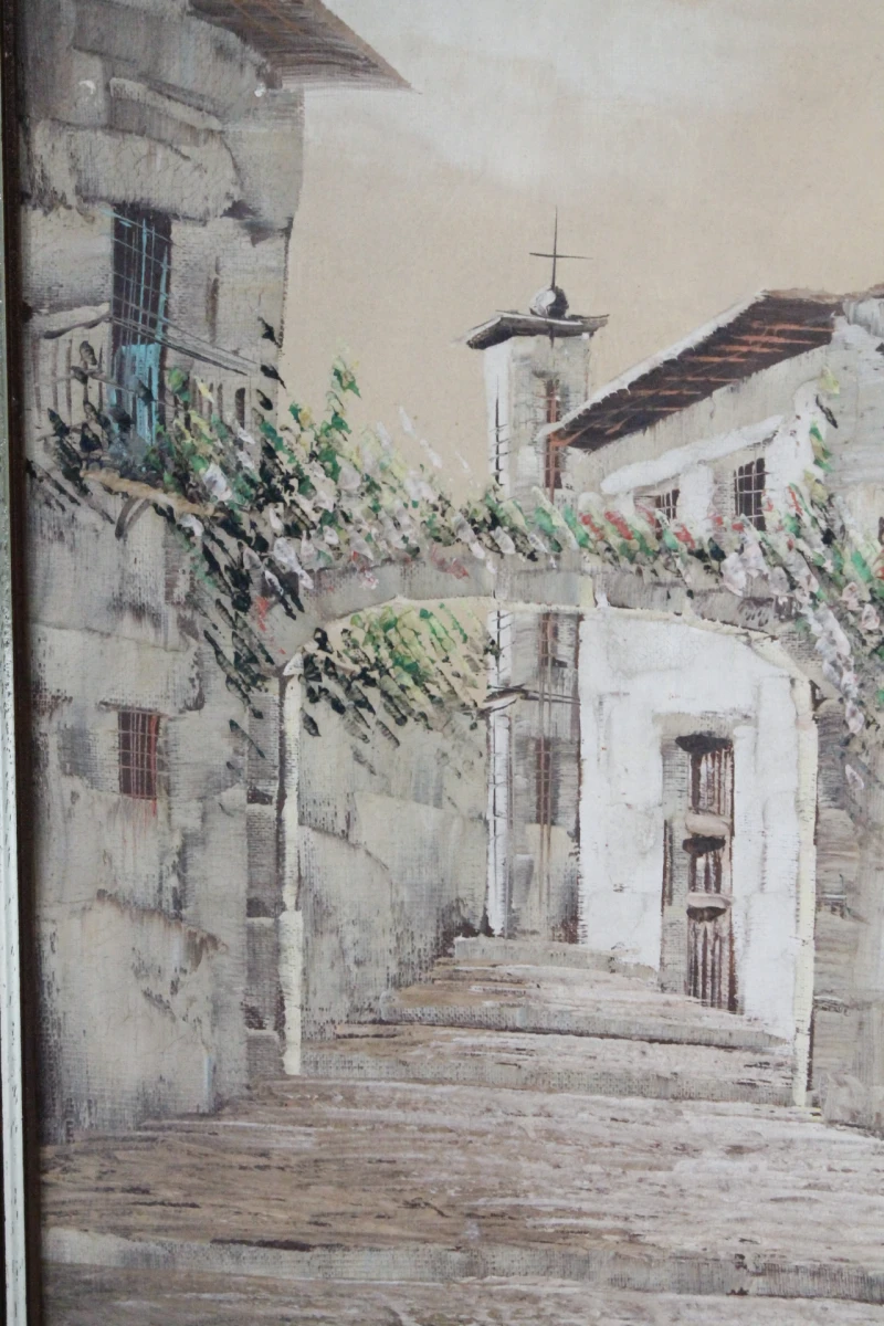 Olieverfschilderij van een mediterraan dorpsgezicht - foto 5