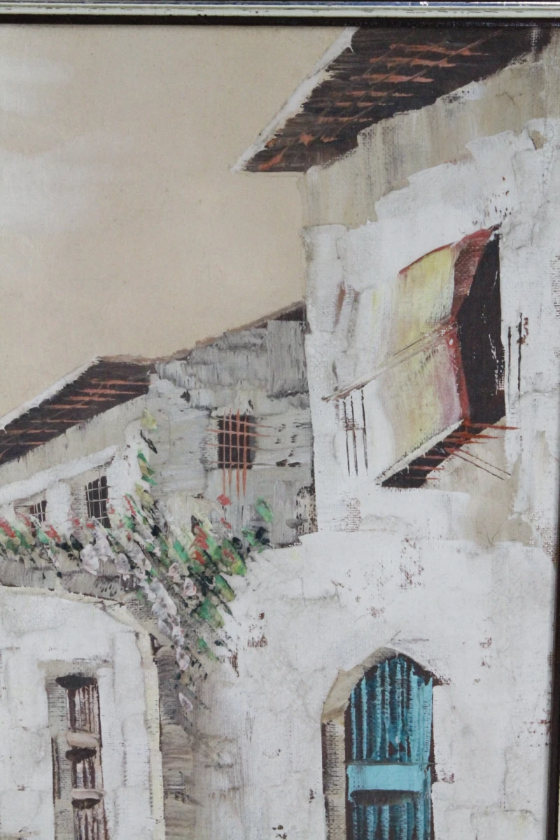 Olieverfschilderij van een mediterraan dorpsgezicht - foto 4