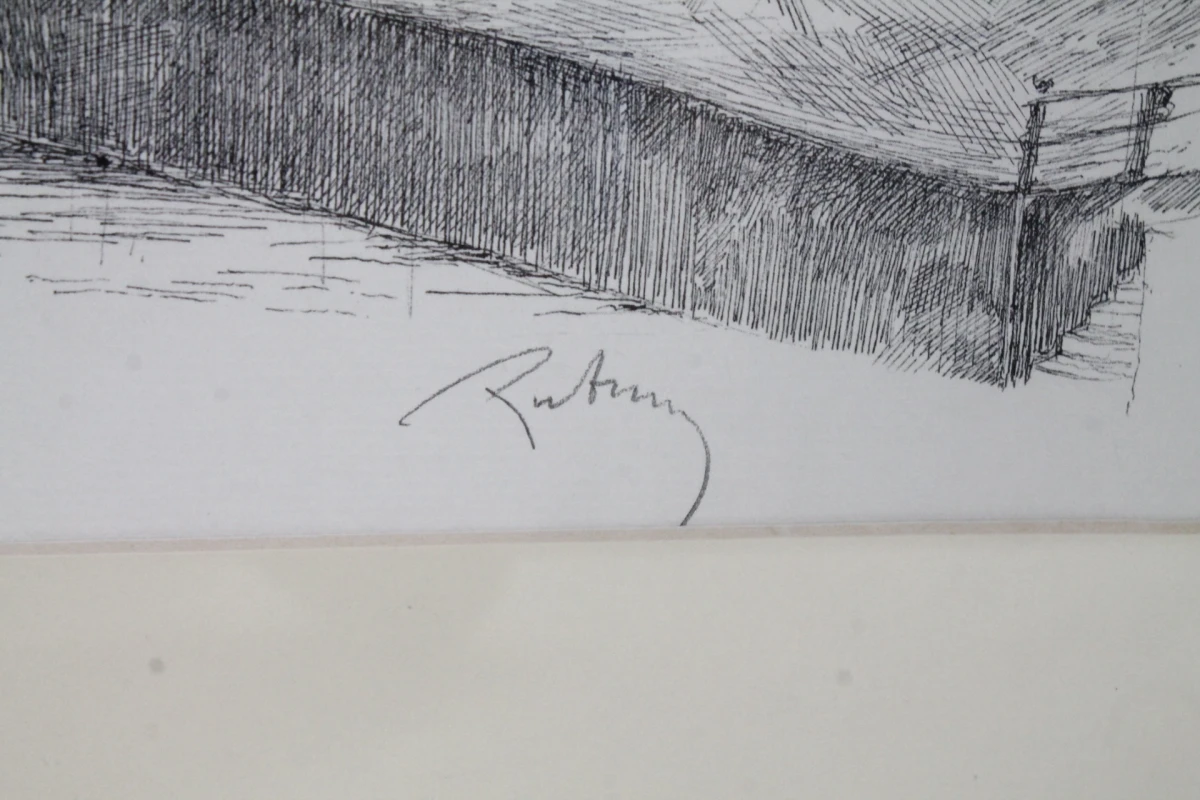 Ingelijste pentekening: Graslei Gent - foto 5