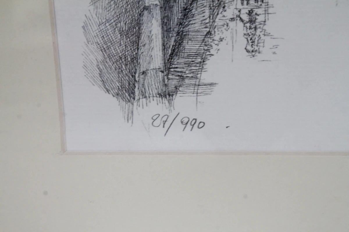 Ingelijste pentekening: Graslei Gent - foto 6